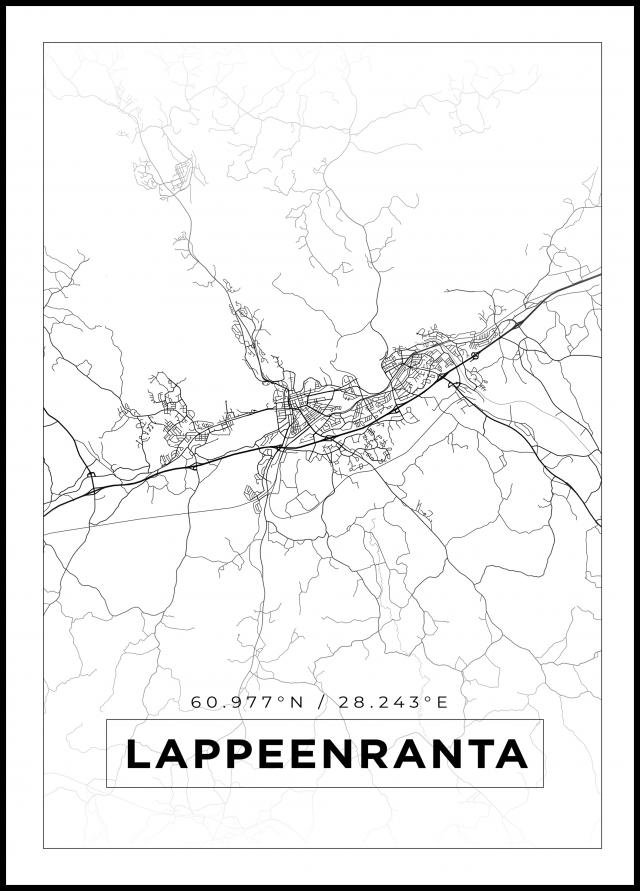 Mapa - Lappeenranta - Cartaz Branco