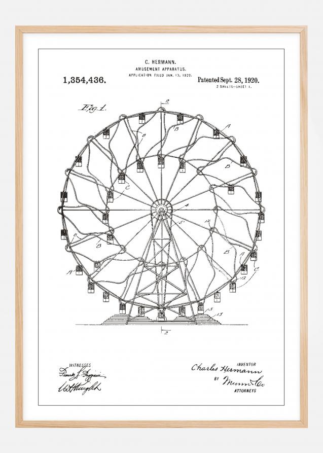 Desenho de patentes - Roda-gigante - Branco Póster