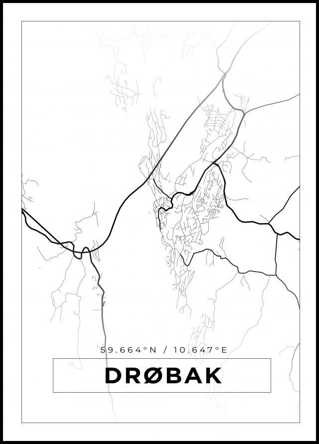 Mapa - Drøbak - Cartaz Branco