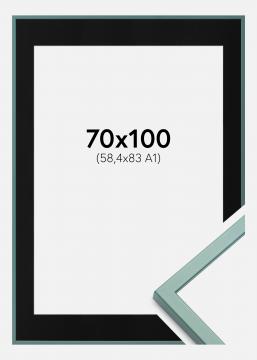 Moldura E-Line Verde 70x100 cm - Passe-partout Preto 59,4x84 cm (A1)