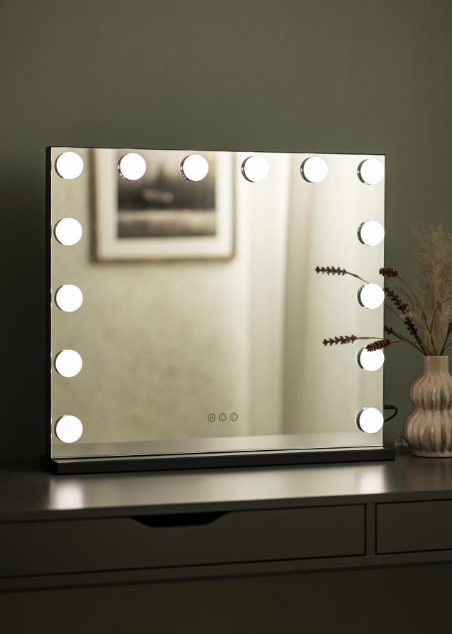 KAILA Espelho para toucador Base LED 14 Preto 65x56 cm