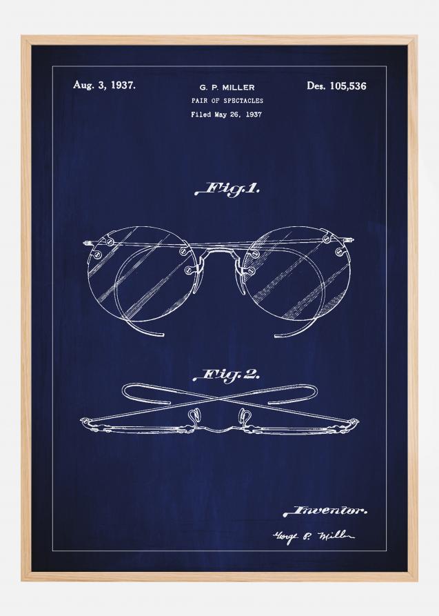 Desenho de patentes - Óculos A - Azul Póster