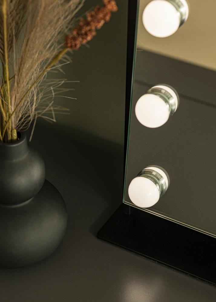 KAILA Espelho para toucador Soft Corner LED Preto 60x52 cm
