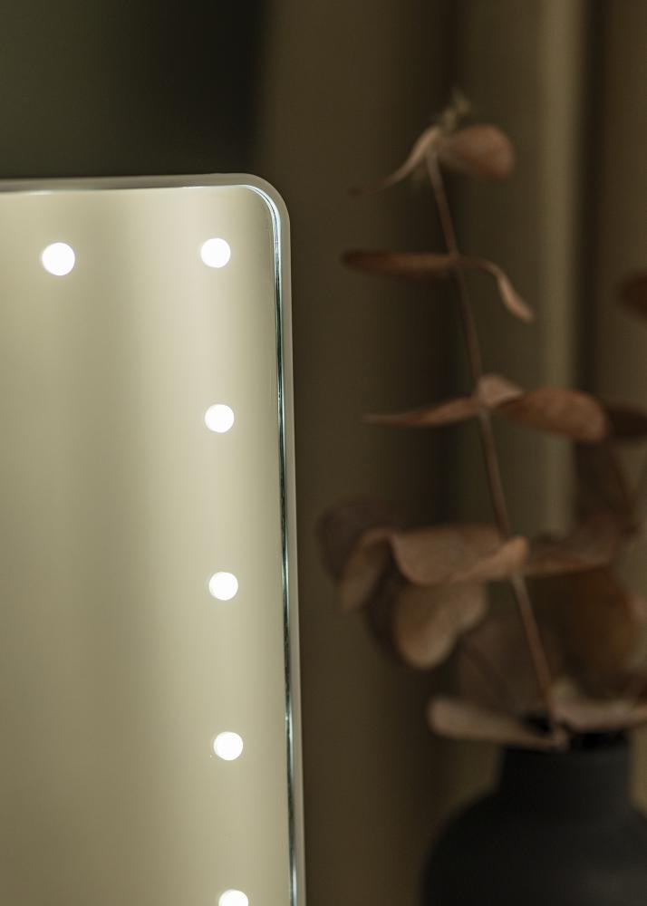 KAILA Espelho para toucador LED com coluna Bluetooth Branco 18x30 cm