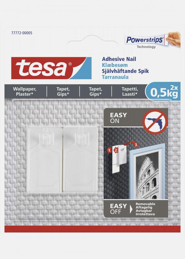 Tesa - Prego autoadesivo para todos os tipos de paredes (máx. 2x0,5 kg)