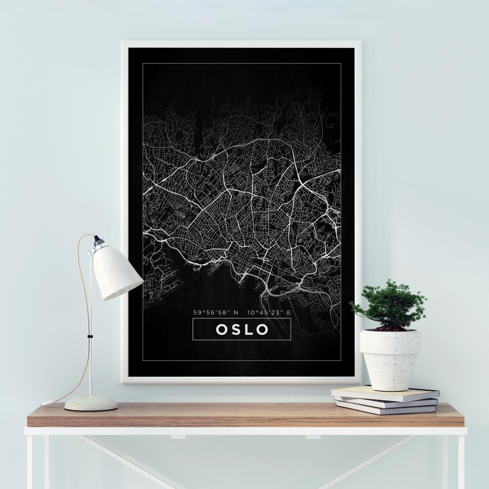 Mapa - Oslo - Preto Pster
