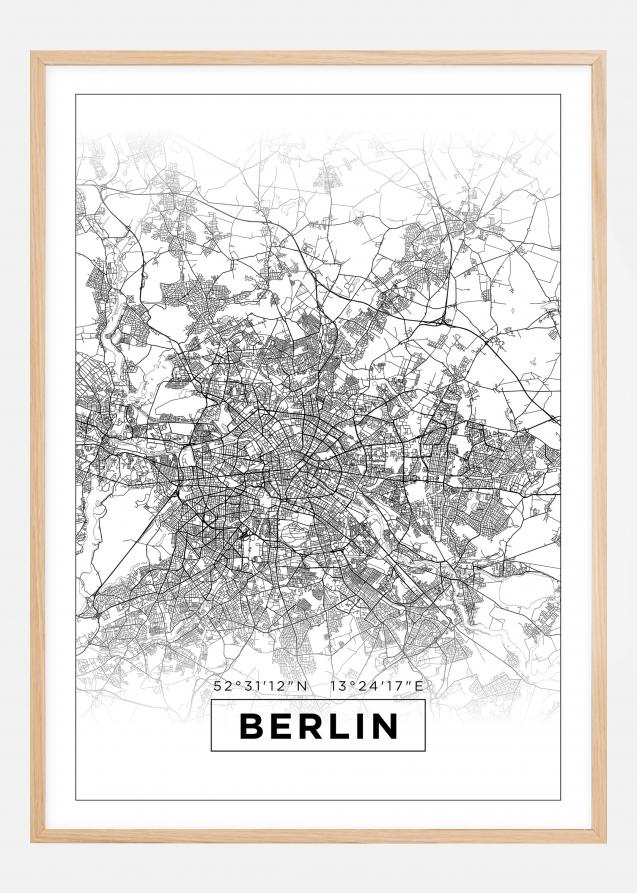 Mapa - Berlin - Branco Póster
