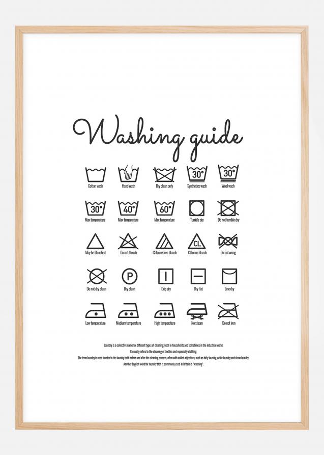 Washing guide white Póster