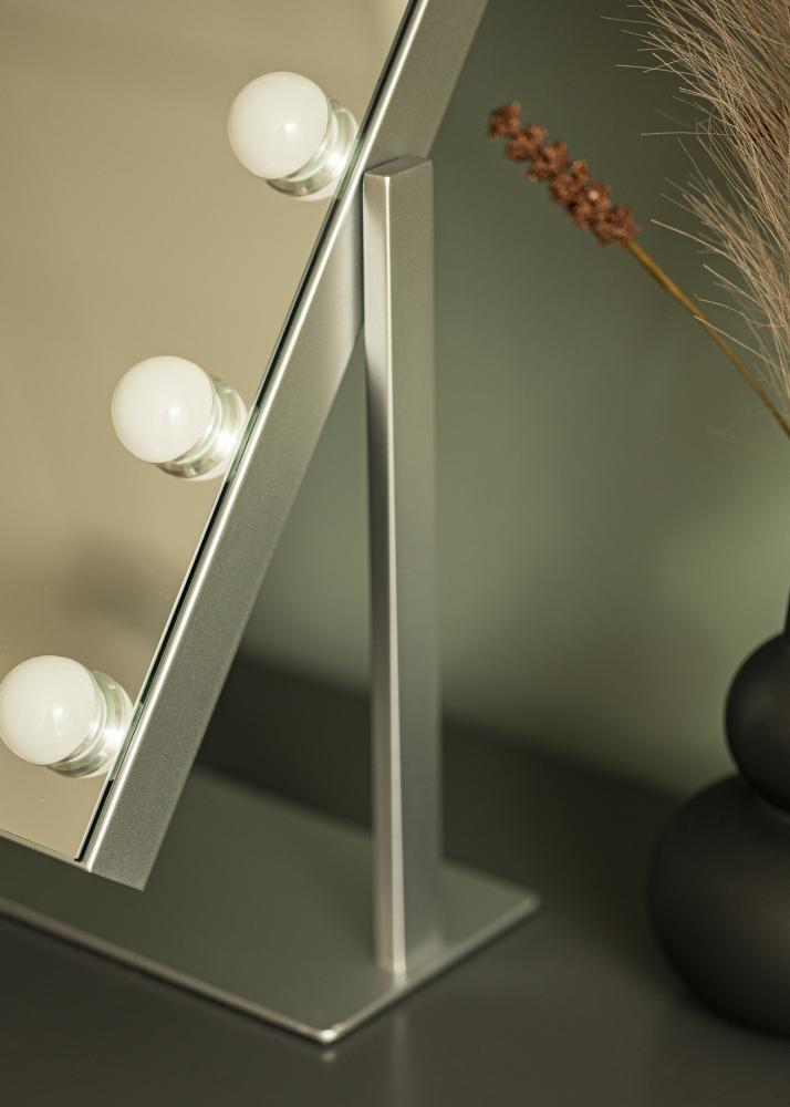 KAILA Espelho para toucador Soft Corner LED Prateado 60x52 cm