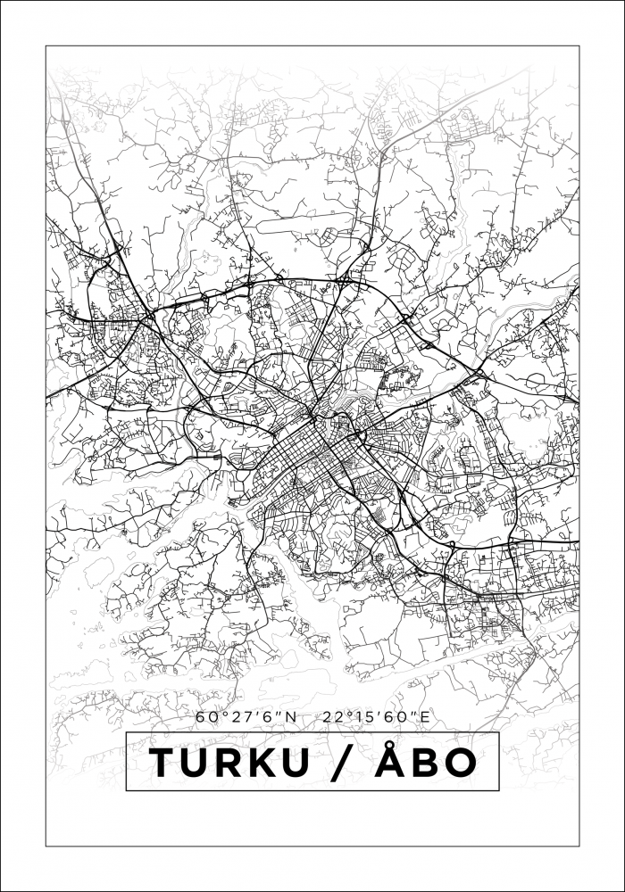 Mapa - Turku / Turku - Cartaz Branco