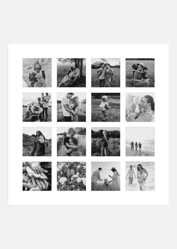 Passe-partout Branco 50x50 cm - 16 Fotografias collage
