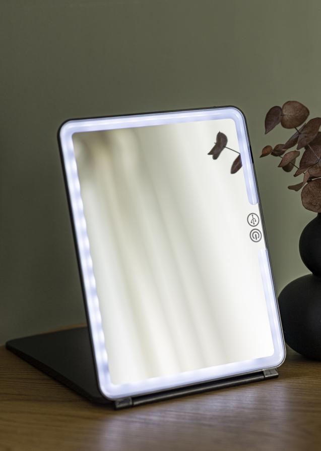 KAILA Espelho para toucador Travel LED Recarregável Preto 19x25 cm