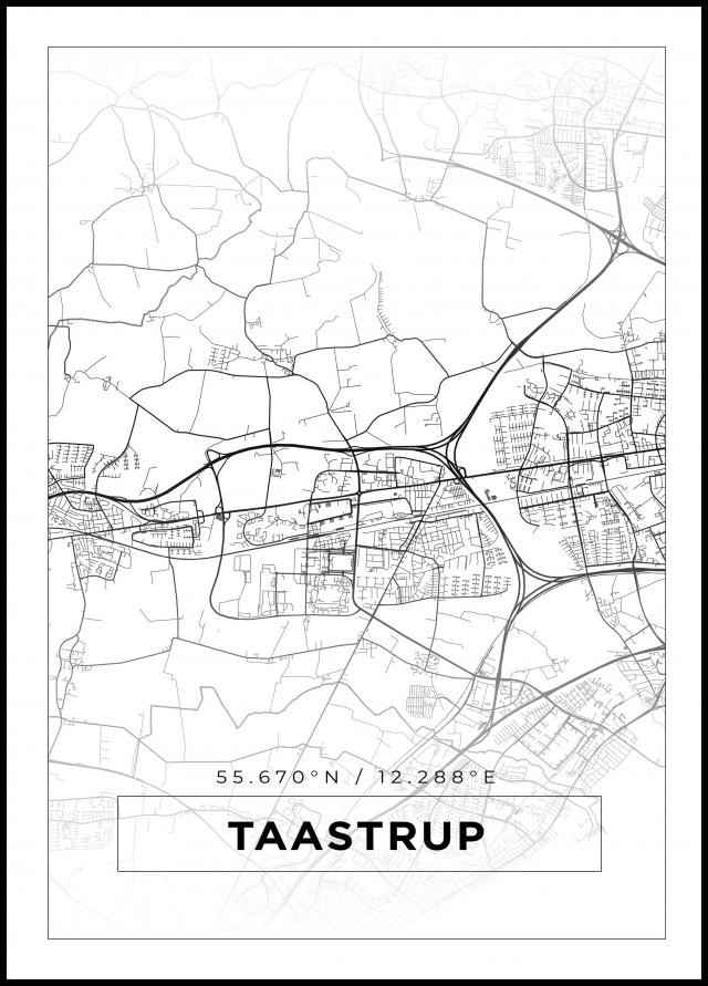 Mapa - Taastrup - Cartaz Branco