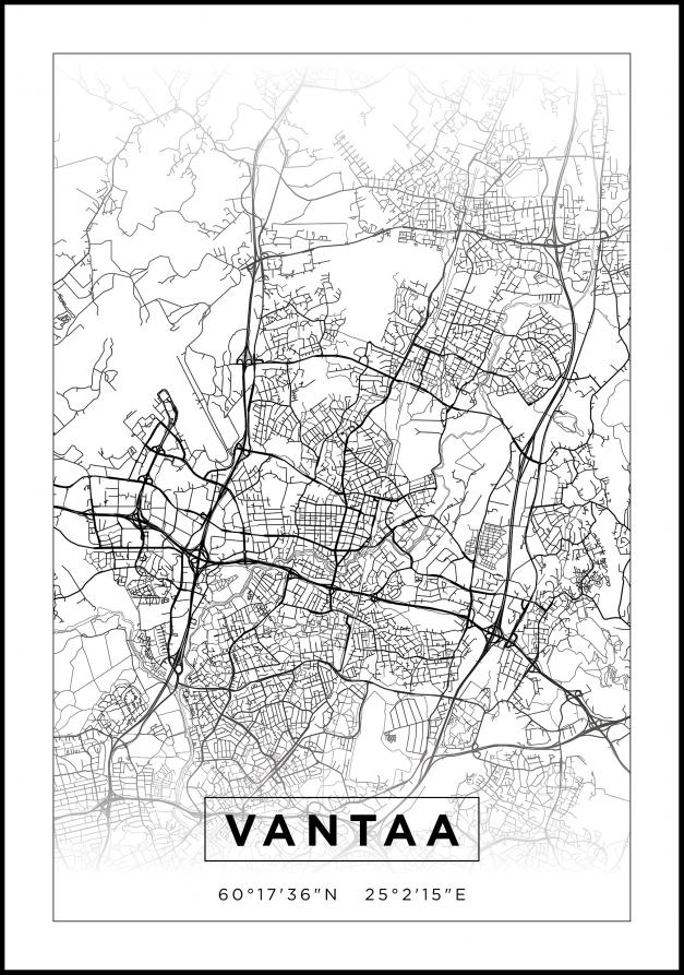 Mapa - Vantaa - Cartaz Branco