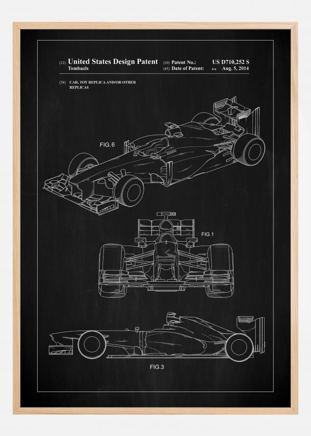 Patent Print - Formula 1 Racing Car - Black Póster