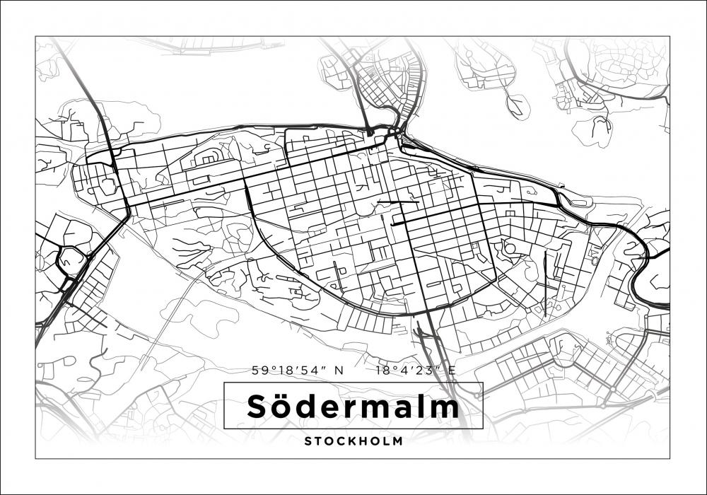 Mapa - Sdermalm - Cartaz Branco