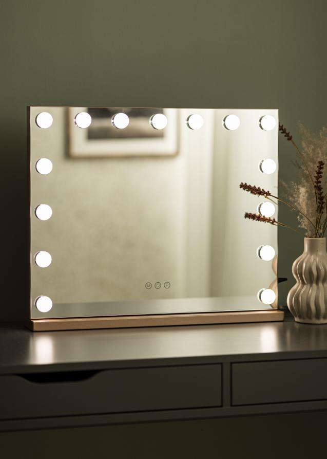 KAILA Espelho para toucador Hollywood 15 Ouro rosado 58x46 cm