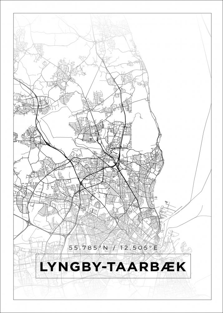 Mapa - Lyngby-Taarbk - Cartaz Branco