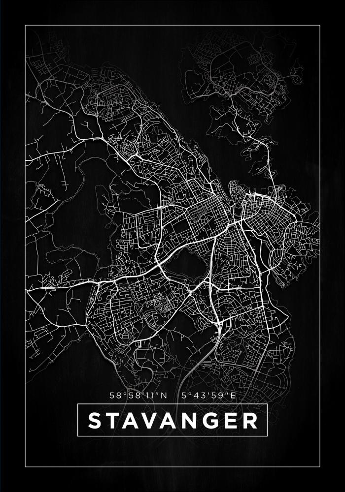 Mapa - Stavanger - Cartaz Preto