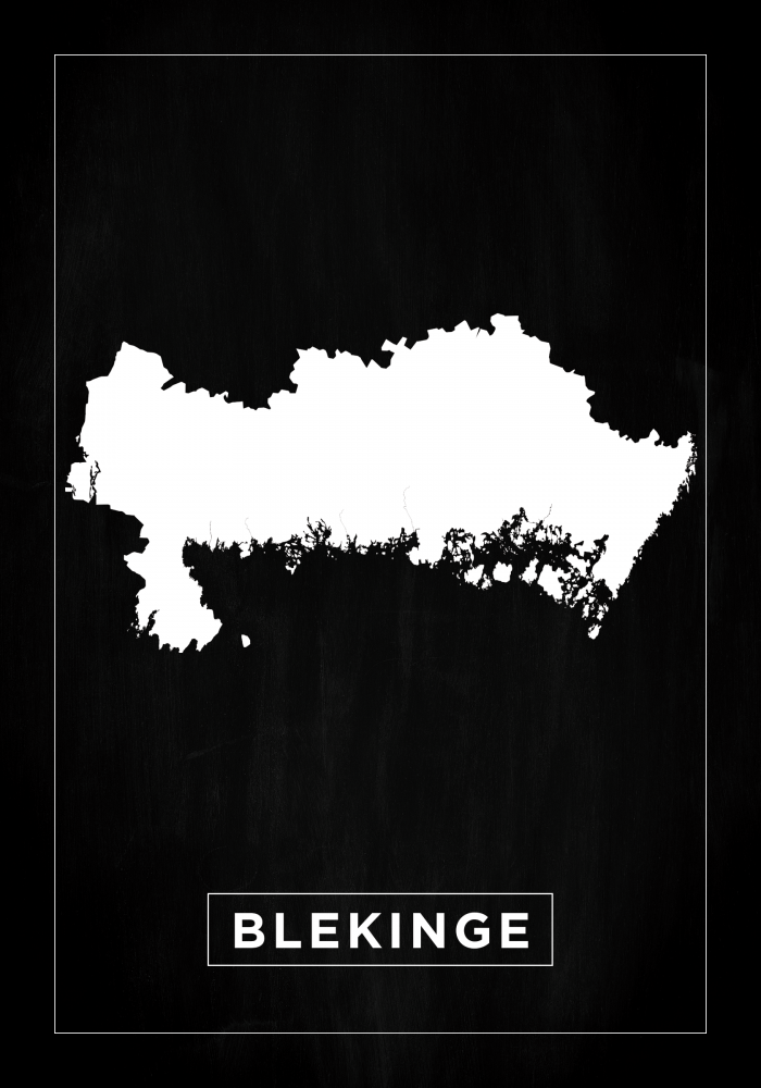 Mapa - Blekinge - Cartaz Preto