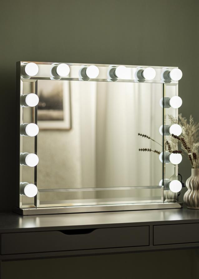 KAILA Espelho para toucador Hollywood 14 E27 Prateado 80x65 cm