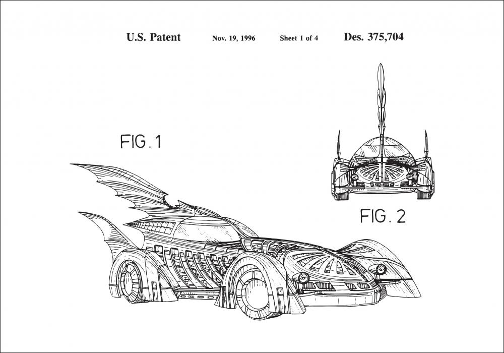 Desenho de patentes - Batman - Batmobile 1996 I Pster