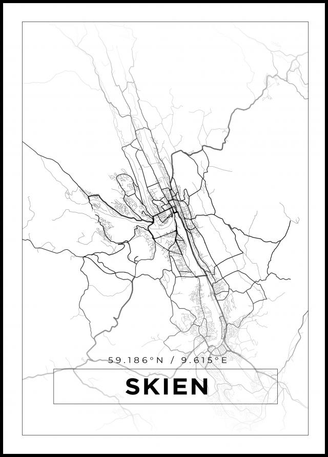 Mapa - Skien - Cartaz Branco
