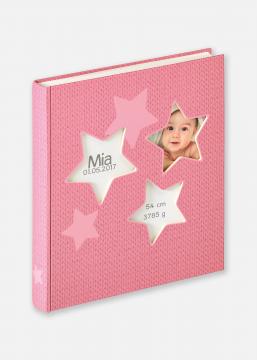 Estrella lbum de beb Cor-de-rosa - 28x30,5 cm (50 Pginas brancas / 25 folhas)