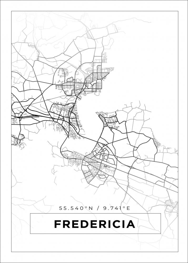 Mapa - Fredericia - Cartaz Branco