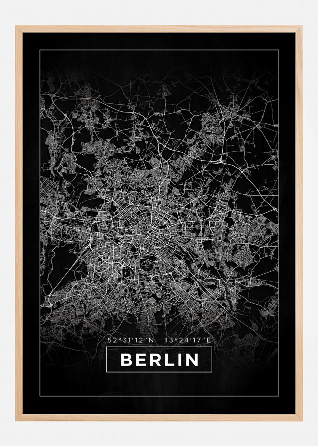 Mapa - Berlin - Preto Póster