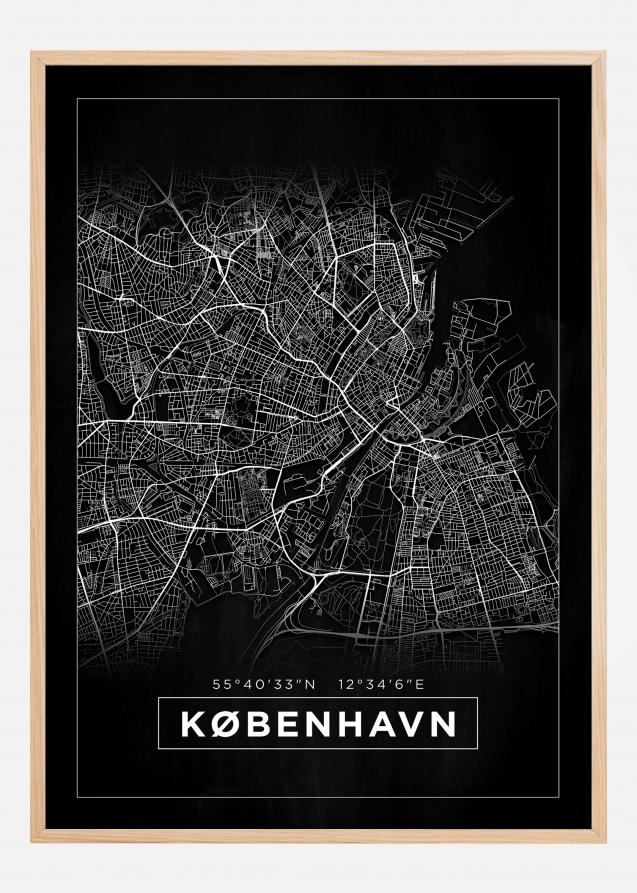 Mapa - København - Preto Póster