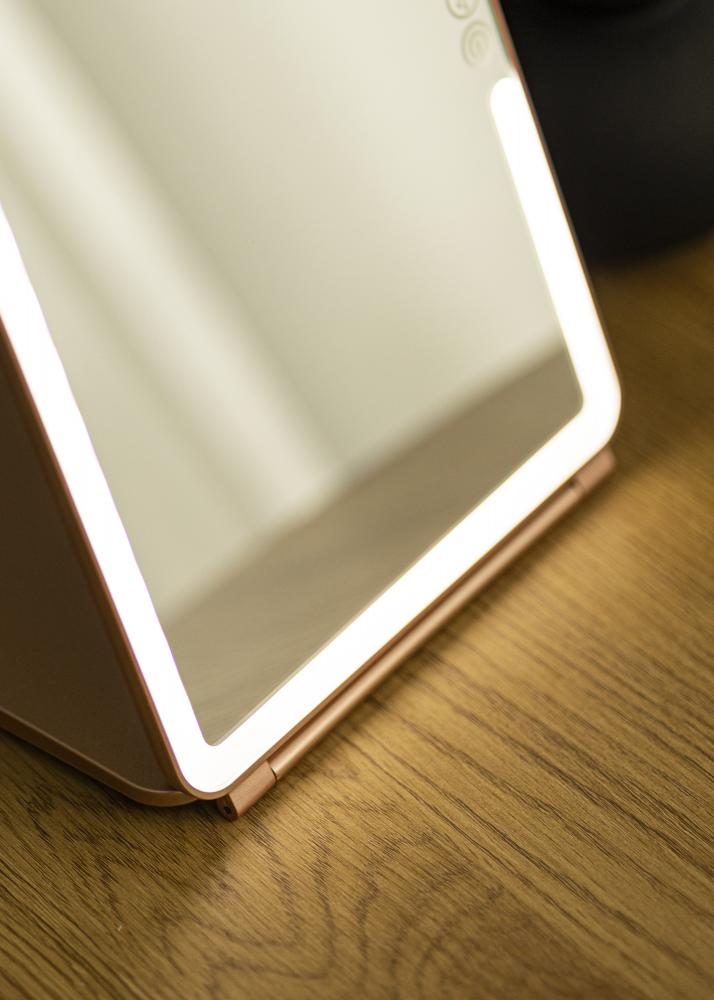 KAILA Espelho para toucador Travel LED Recarregvel Ouro rosado 19x25 cm