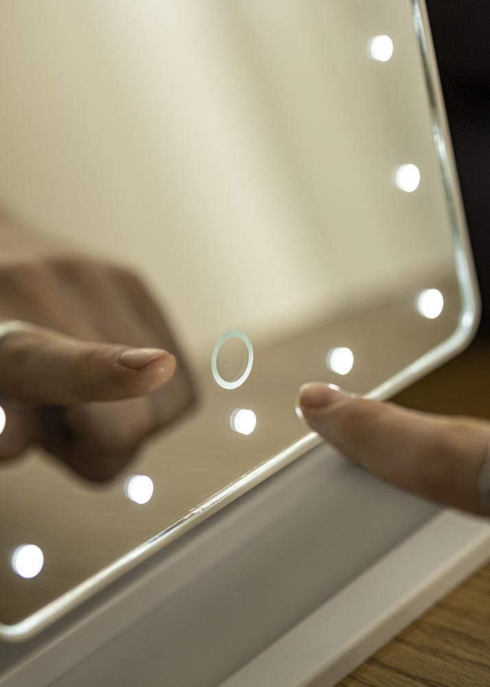 KAILA Espelho para toucador LED com coluna Bluetooth Branco 18x30 cm