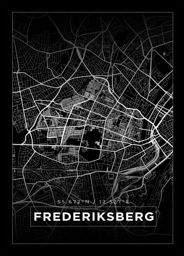 Mapa - Frederiksberg - Cartaz Preto