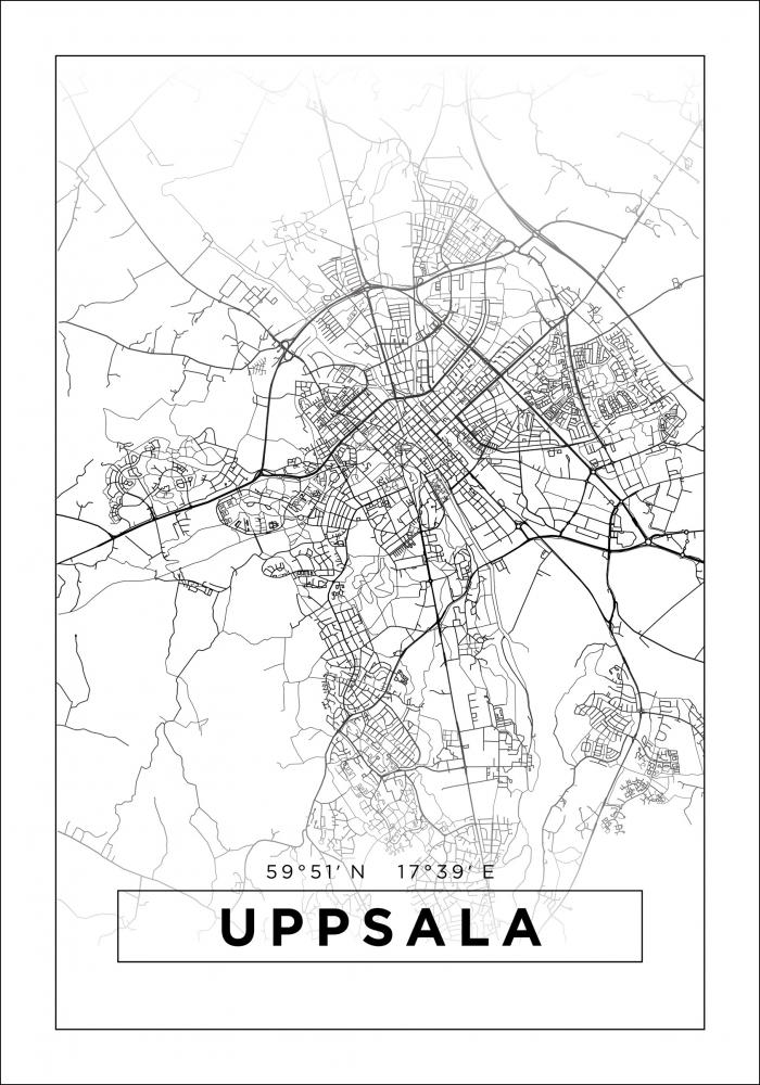 Mapa - Uppsala - Cartaz Branco
