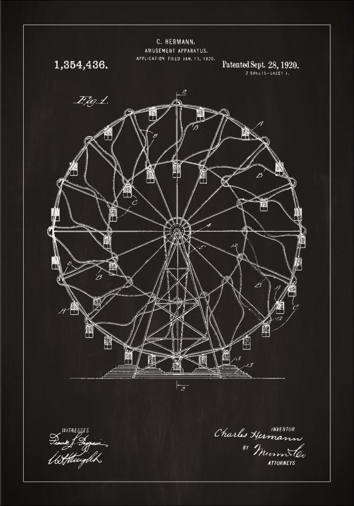 Desenho de patentes - Roda-gigante - Preto Pster
