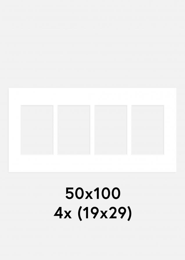 Passe-partout Branco 50x100 cm - Passe-partout p/ conjunto de 4 fotos (19x29 cm)