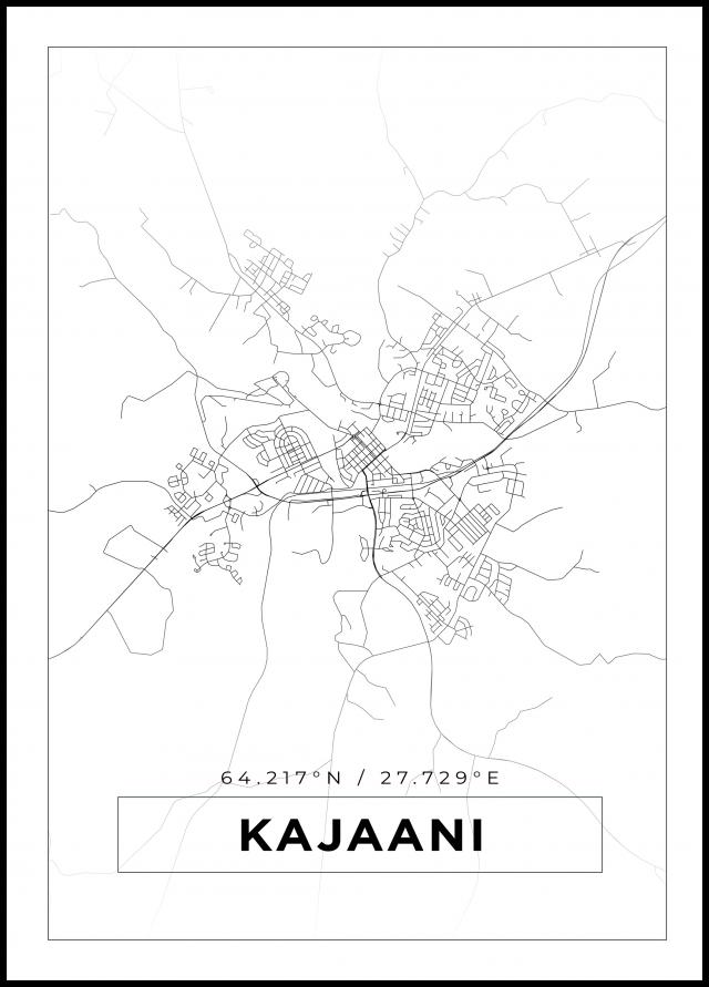 Mapa - Kajaani - Cartaz Branco