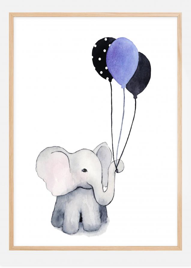 Elephant With Balloons Póster