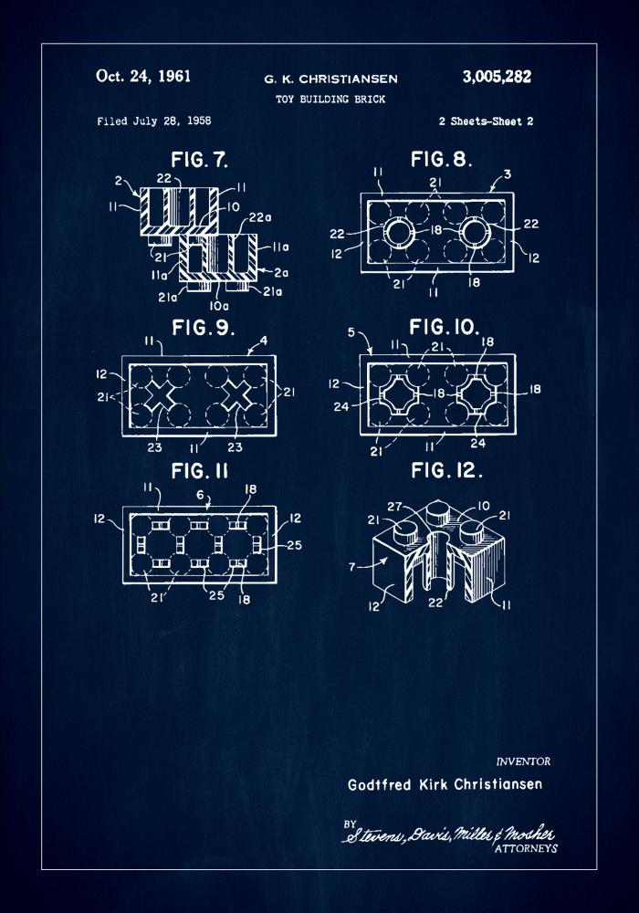 Patent Print - Lego Block II - Blue Pster