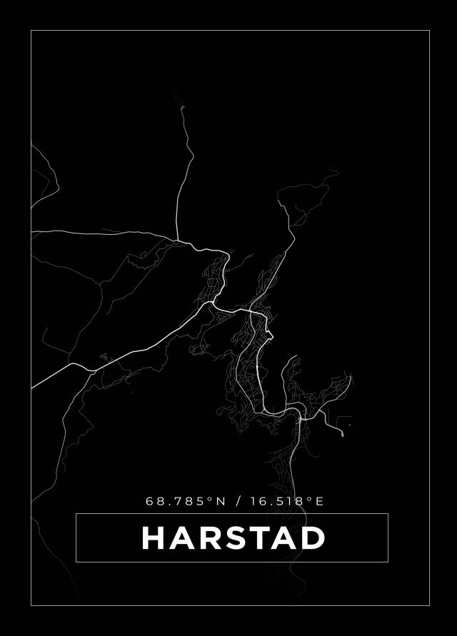 Mapa - Harstad - Cartaz Preto