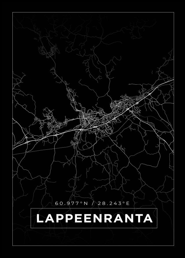 Mapa - Lappeenranta - Cartaz Preto