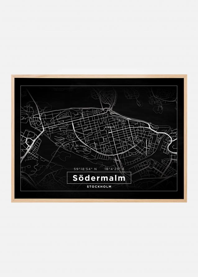 Mapa - Södermalm - Cartaz Preto