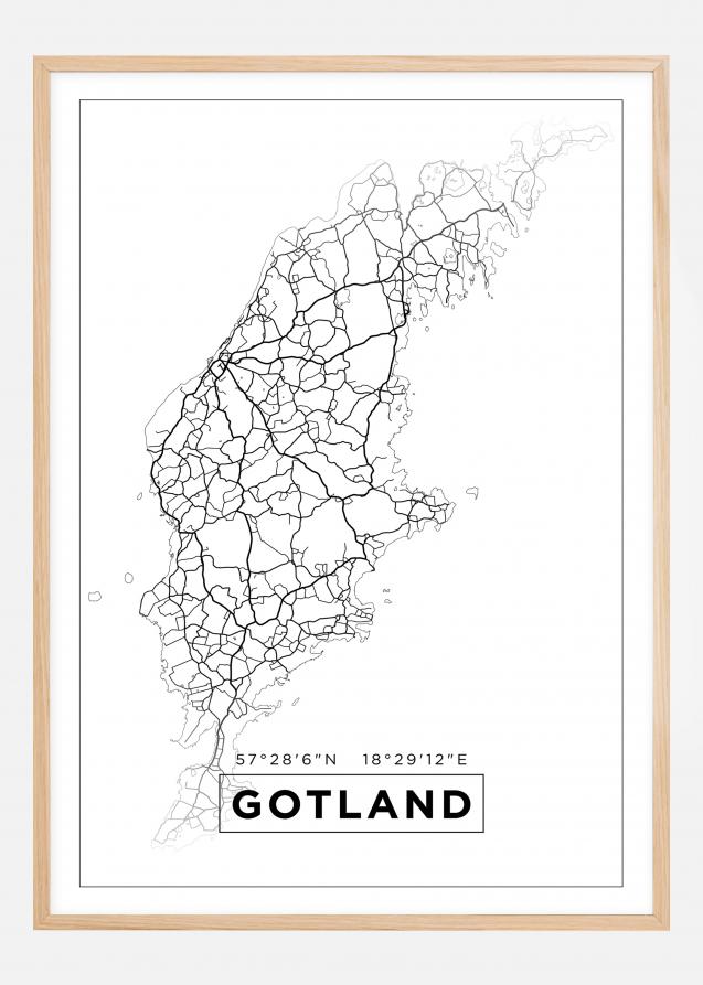 Mapa - Gotland - Cartaz Branco