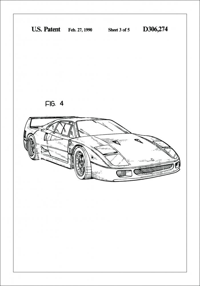 Desenho de patentes - Ferrari F40 II Pster