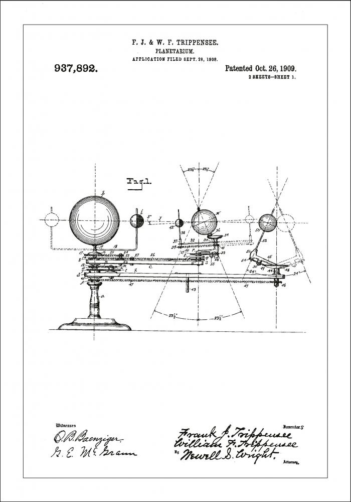 Desenho de patentes - Planetrio - Branco Pster