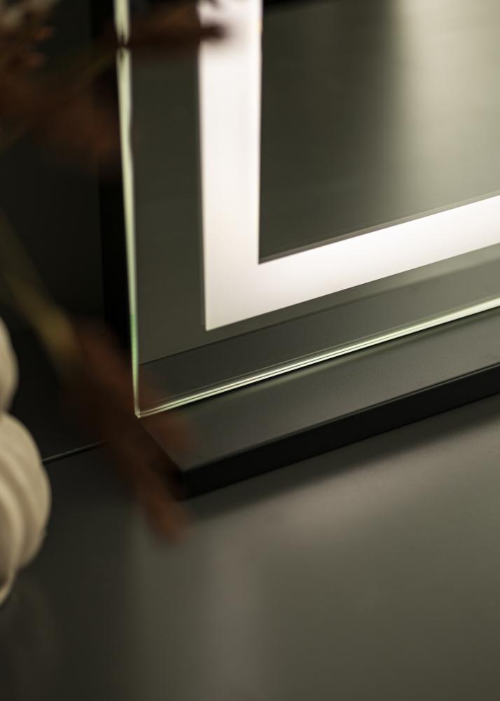 KAILA Espelho para toucador Vanity LED Preto 80x65 cm