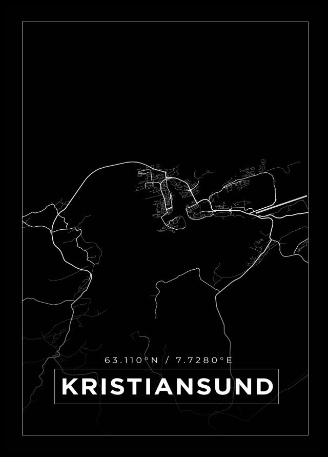Mapa - Kristiansund - Cartaz Preto