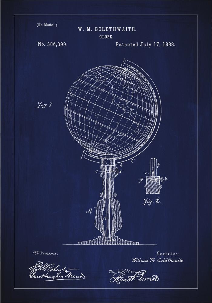 Desenho de patentes - Globo terrestre - Azul Pster