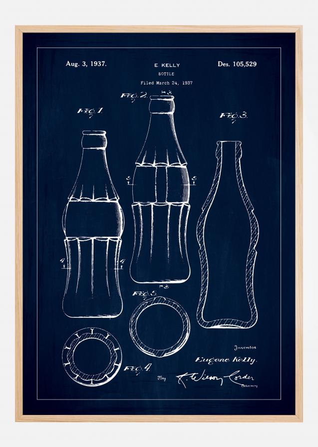 Desenho de patentes - Garrafa de Coca-Cola - Azul Póster